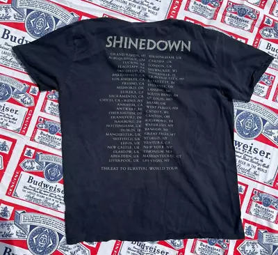 Buy 2016 Shinedown Threat To Survival Concert T-shirt Tour Dates Black Medium Rock • 19.20£