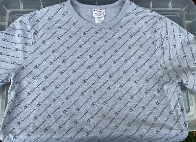 Buy Champion Heritage All Over Print T Shirt, XL, Grey, Reverse Weave, Bargain, Gym • 9.99£