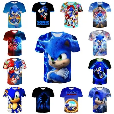 Buy Adult Kids Sonic The Hedgehog T-shirt Casual Short Sleeve Costume Tee Tops Gift • 8.99£