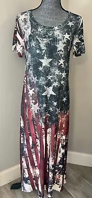 Buy Cal Style Womens Americana Summer  Dress Size S Stripes Flag • 7.58£