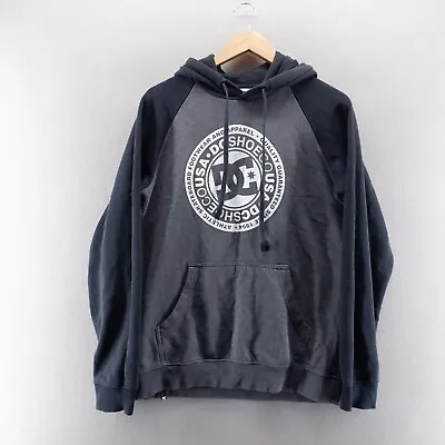 Buy DC Shoe Mens Hoodie Small Black Grey Lopo Spell Out Pullover Sweatshirt Jumper • 13.49£