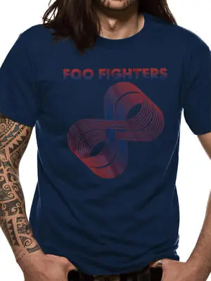 Buy Officially Licensed Foo Fighters Loops Logo Mens Navy Blue T Shirt Foo Fighters • 14.50£