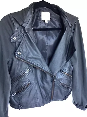 Buy Silence + Noise Faux Leather/cotton Biker Jacket L, Zip Off Hood, Great Styling • 19.50£