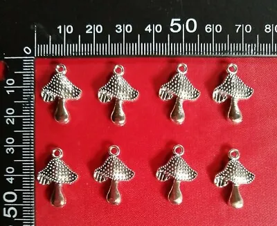 Buy 8 Mushroom Alice In Wonderland Silver Tone 3D Jewelry Bag Charm Keyring Bracelet • 2.25£