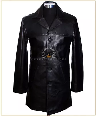 Buy Benjamin Black (SR3476) Men's Smart Knee Length Lambskin Leather Blazer Jacket • 119.99£