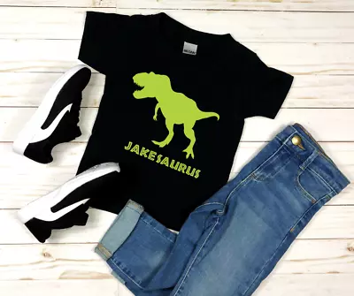 Buy Kids T-Rex Dinosaur Personalised Custom T-Shirt Gift  Boy Girl Holiday Your Name • 9.99£