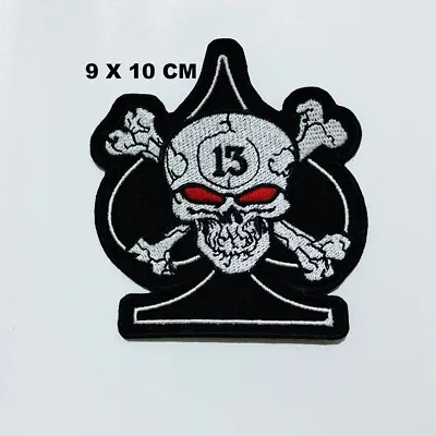 Buy Ace Of Spades Skull On Fire Lucky 13 Heart Badge Iron/Sew On Embroidered Patch J • 3£