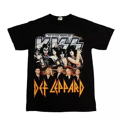Buy KISS & Def Leppard T-Shirt 2014 Tour Black Mens M Cotton Music Glam Rock Band • 15.99£