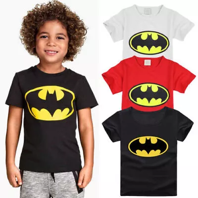 Buy Batman Kids T-Shirt Logo Boys Girls 2-7 Years Childrens DC Comics Superhero Tops • 8.07£