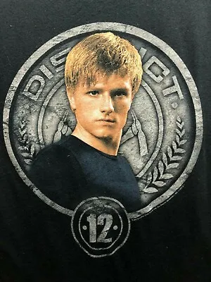Buy The Hunger Games District 12 Peeta In Stone Seal Black Junior TShirt Size XLarge • 18.31£