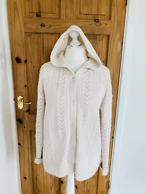 Buy Fat Fat 16 Cream Ivory Soft Knit Debbie Hoodie Tooled Cosy Alpaca Boho Button Up • 35£