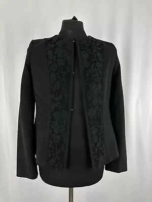 Buy Womens Floral Blazer Jacket Punt Roma BNWT Black Size 10 Polyester • 60£