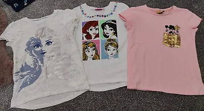 Buy Girls 5-6 Years Disney Minnie Elsa Princess T-Shirts X3 Excellent 👌 • 17£