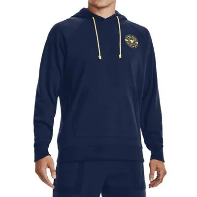 Buy Under Armour UA Project Rock Terry Heavyweight Hoodie Navy Gym Hooded Sweatshirt • 39.95£