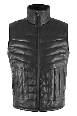 Buy Men's FORMULA Black Vest Lambskin Quilted Puffer Real Leather Waistcoat Gilet • 99.78£