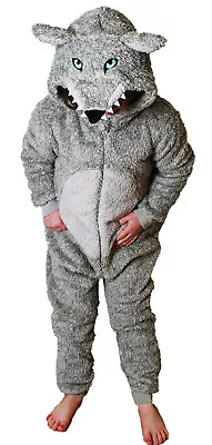 Buy WOLF 0nesie & TAIL Age 6- 13 Boys Or Girls Pyjamas Costume BEST QUALITY Kids  • 21.99£