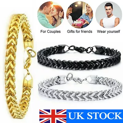Buy Men's Stainless Steel Curb Cuban Link Chain Bracelet Bangle Party Totem Jewelry • 3.99£