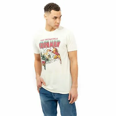 Buy Official Marvel Mens Iron Man Blast T-shirt Natural S - XXL • 13.99£