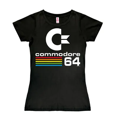 Buy Nerd - Retro - C64 - Commodore 64 - Logo - Women's T-Shirt, Black - LOGOSHIRT • 33.54£