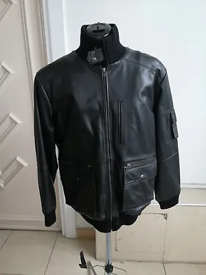 Buy Gents Sheep Nappa Zipped Biker Real Leather Jacket Men Black Topwear Size Medium • 45.99£