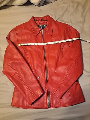 Buy Vintage GUESS 90s Red Leather Jacket, Small • 56.70£