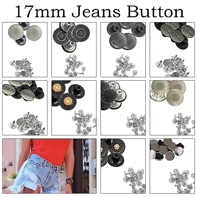 Buy Hammer On Jeans Buttons 17mm Denim Replacement For Leather Jacket Coat Trousers • 2.25£