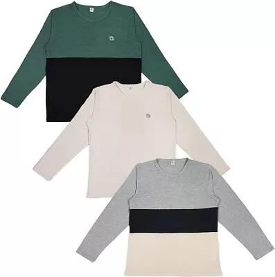 Buy 3PK Boys Full Sleeve Round Neck TShirt Tee Shirt For Boy Soft Cotton 3-14 Year • 7.99£