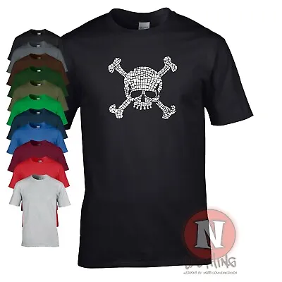 Buy Skull And Crossbones T-shirt Mosaic Style Pirate Grunge Tee • 12.99£