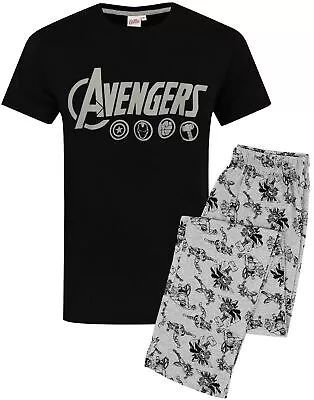 Buy Marvel Black Short Sleeve Long Leg Pyjama Set (Mens) • 19.99£