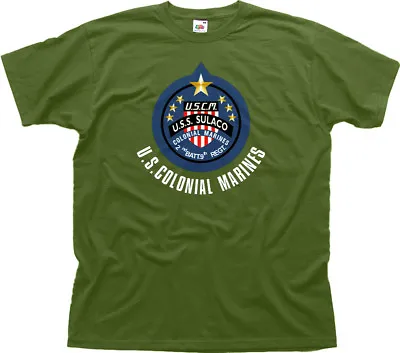 Buy ALIENS COLONIAL MARINES WEYLAND Yutani - USS SULACO Green T-shirt OZ01450 • 13.95£