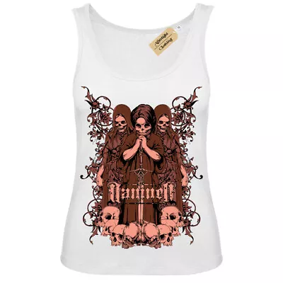 Buy Damned T-Shirt Holy Trinity Skull Gothic Undead Skeleton Vest White Womens • 10.70£