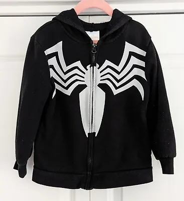 Buy Marvel Spiderman Venom 5T - Black Hooded Sweatshirt Full Front Zipper & Pockets • 7.84£