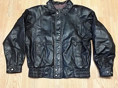Buy Debenhams Casual Club Mens Black Leather Bomber Jacket Size L  • 45£