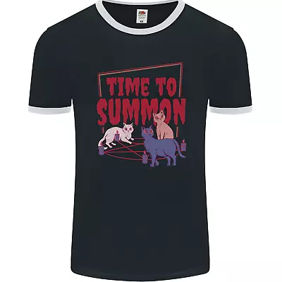 Buy Time To Summon Cats Lets Summon Demons Mens Ringer T-Shirt FotL • 8.99£