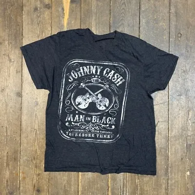 Buy Johnny Cash T-Shirt Man In Black Music Graphic Print Tee, Grey Mens Medium • 15£