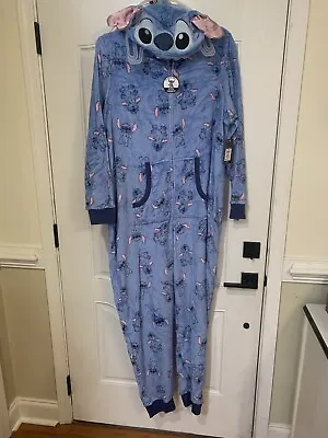Buy Stitch 2XL Hooded Nonfooted 1 Piece Zip Adult Pajamas • 12.67£