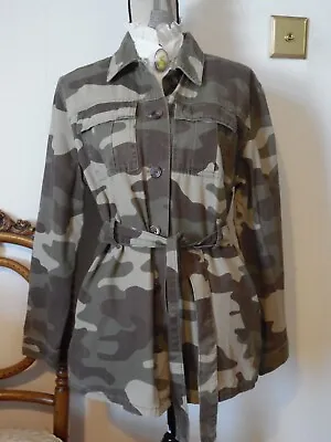 Buy Ladies Safari Style Camouflage Jacket Tie Belt Sz 10 • 9£