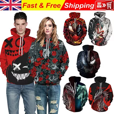Buy UK Men Women 3D Print Hoodies Hallowee Sweatshirt Jumper Coat Jacket Jumper Tops • 19.49£
