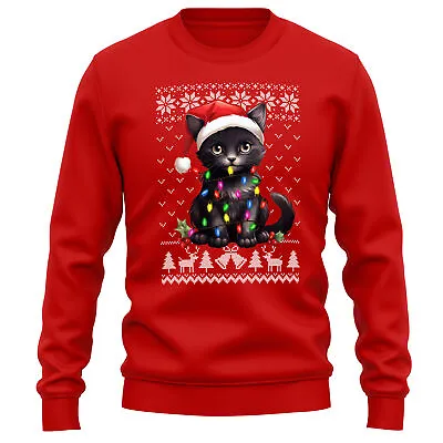 Buy Black Cat Christmas Sweatshirt Owner Men And Women Cats Kittens Xmas Jumper S... • 22.99£