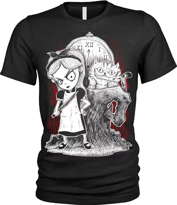 Buy Gothic Alice In Wonderland T-Shirt Mens Evil Mad Nightmare Burton Cheshire Rock • 11.95£