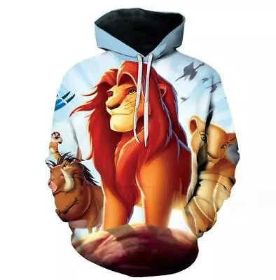 Buy 3d Digital Printing Lion King Animation Men's Clothing Hoodie Sweatshirts Coat • 19.10£