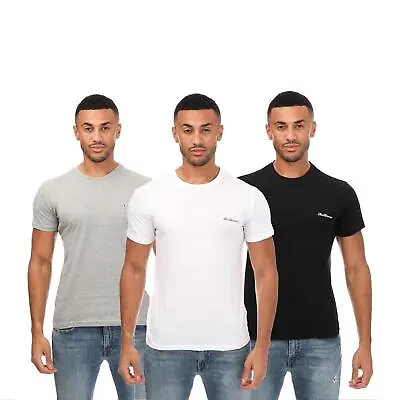 Buy Men's T-Shirts Ben Sherman Otto 3 Pack Cotton Blend In Black White Grey • 23.74£