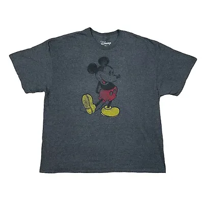 Buy DISNEY Mickey Mouse Vintage Style Cartoon Graphic T Shirt Grey 2XL • 12.71£