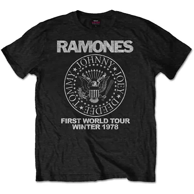 Buy The Ramones  Official Unisex T- Shirt - First World Tour 1978 - Black  Cotton • 16.99£