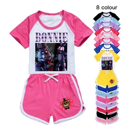 Buy Kid Five Nights At Freddy Bonnie Tracksuit T-shirt Top Shorts Sleepwear Pj's Set • 12.99£