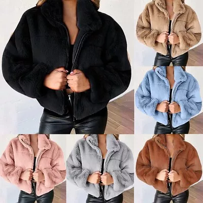 Buy Hot New Womens Coat Jacket Fur Fluffy Regular Soft Winter Autumn Casual • 19.26£