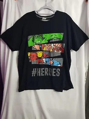 Buy Marvel #Heroes T Shirt Size Xxl Black,thor,hulk,iron Man And Captain America • 9.99£
