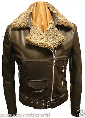 Buy Ladies Brown Biker Style Retro Real Lambskin Leather Sheepskin Jacket (8 - 20) • 139.99£