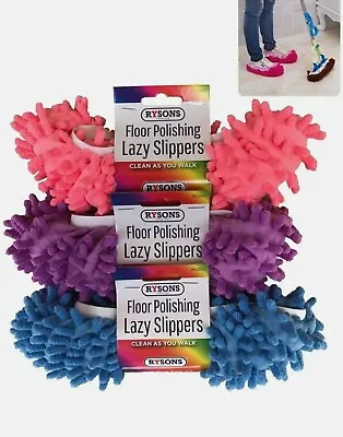Buy Lazy Mop Slippers Pair Floor Polish Cleaning One Size Super Absorbent Washable • 3.89£