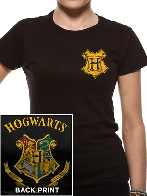 Buy Harry Potter Official Slim Fit Ladies Black Hogwarts School Crest T-Shirt XLarge • 7.95£